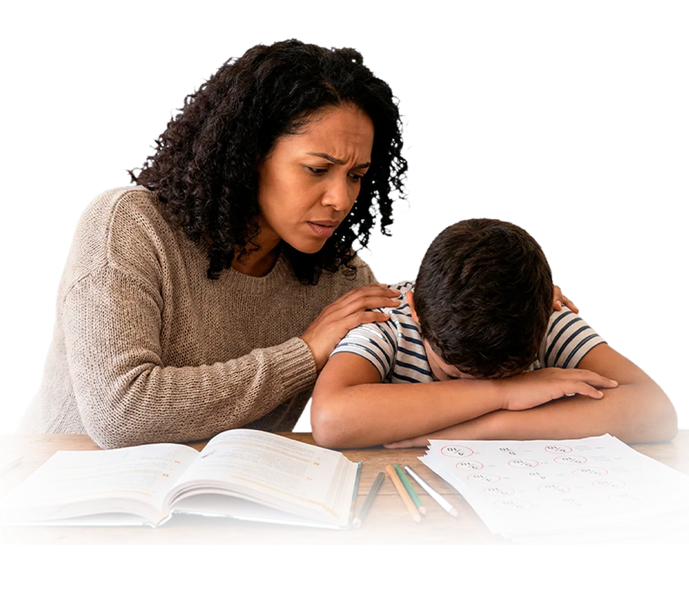 Mãe preocupada com filho